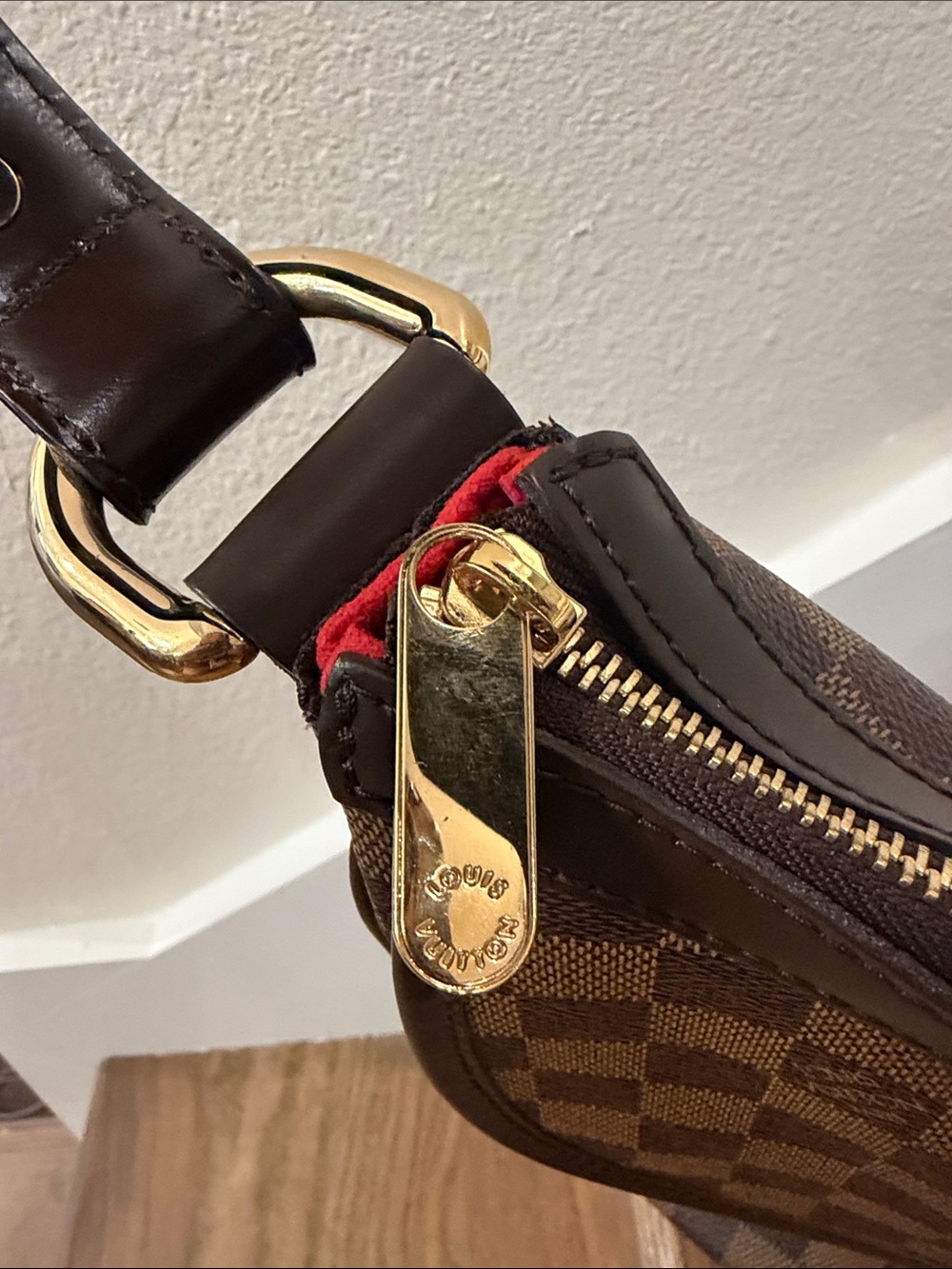 LV BUCKLE BAG❤️DAMIER EBENE LOUIS VUITTON TOTE SHOULDER BAG ZIPPER LV JACKIE BAG - Picture 12 of 17